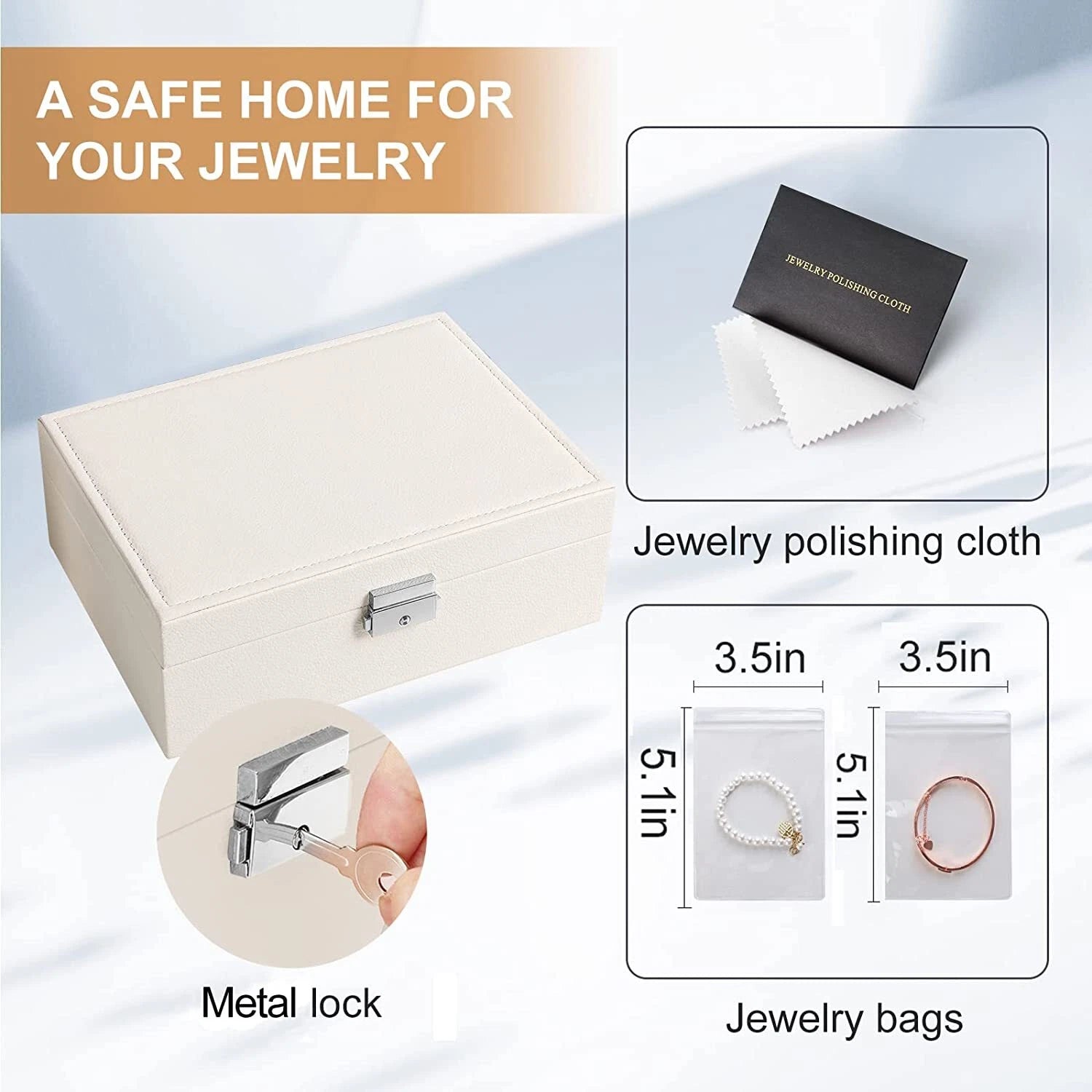 Home Jewelry Box Double Layer For Earrings Necklace Ring Storage Box w/ Lock | eBay