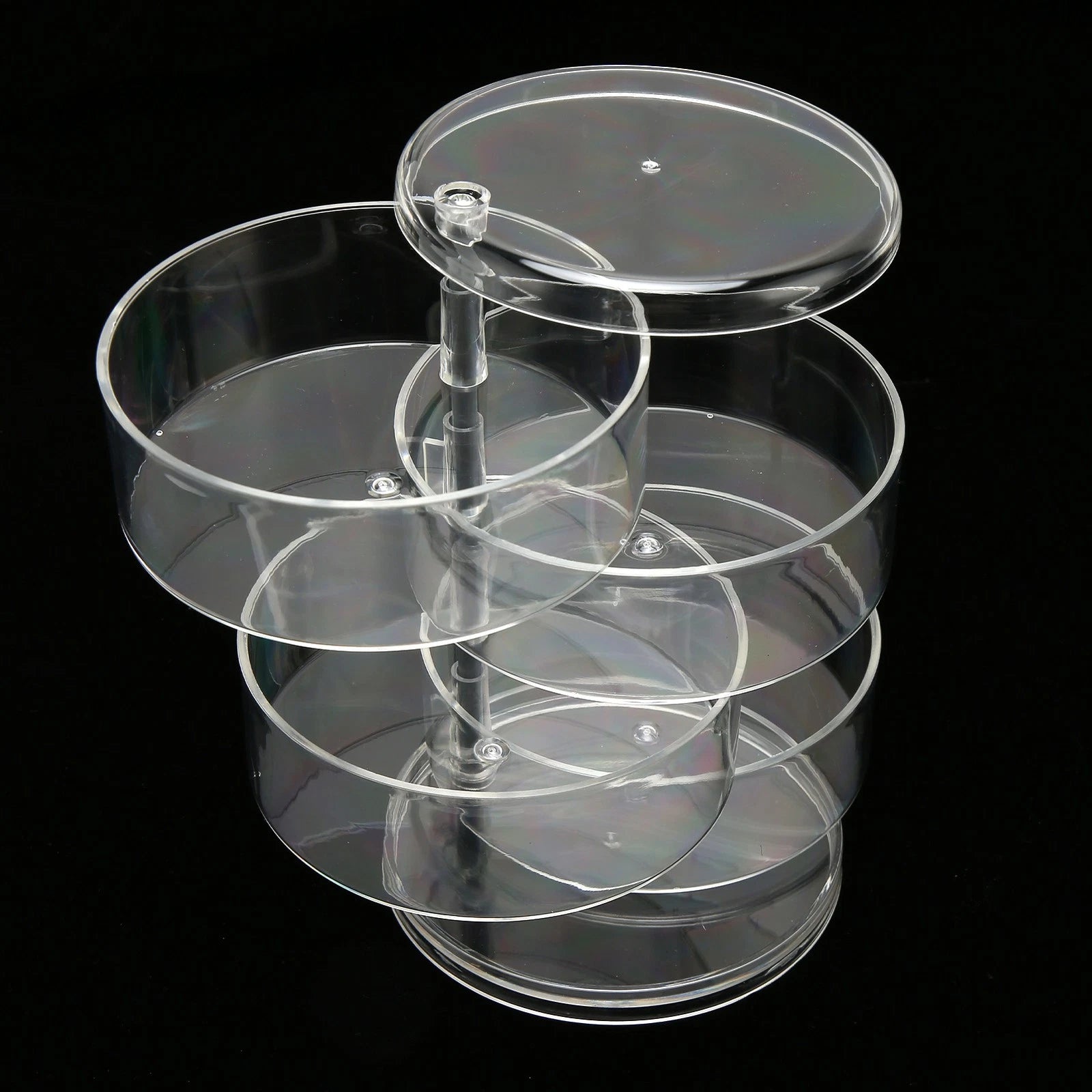 Clear Rotating Jewelry Box 4 Tier Space Saving Plastic Dustproof Decorative DGD | eBay