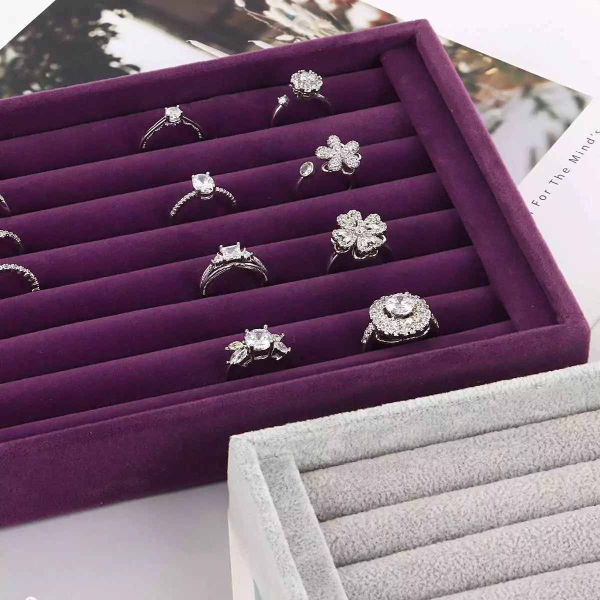 Jewelry Ring Display Organizer Case Holder Earring Storage Tray Velvet show Box | eBay