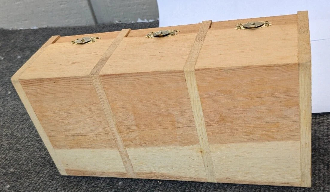 Natural wood finish 3 compartment with lids hinged latching jewelry box 9 3/8 in | eBay