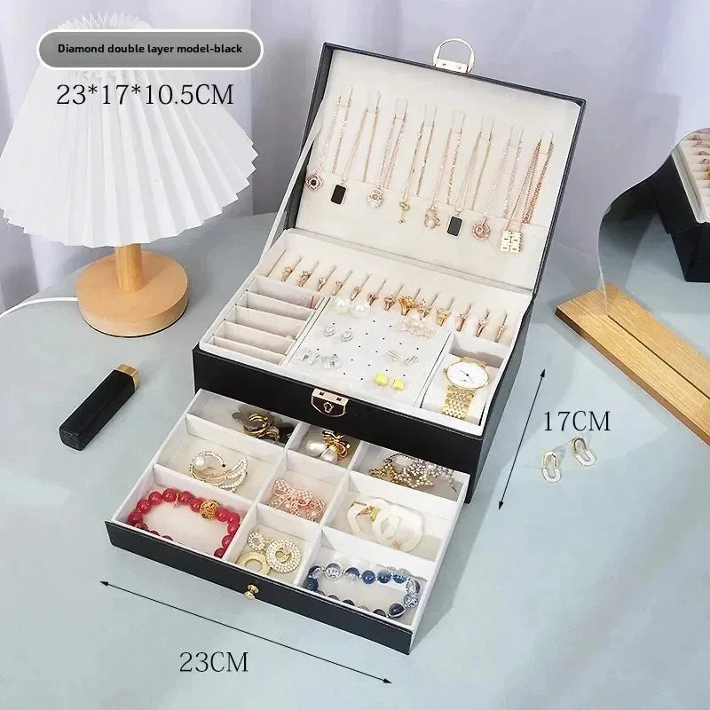 Hot Diamond Shaped Three-layer Lockable Drawer Jewelry Box, Jewelry Storage Box | eBay