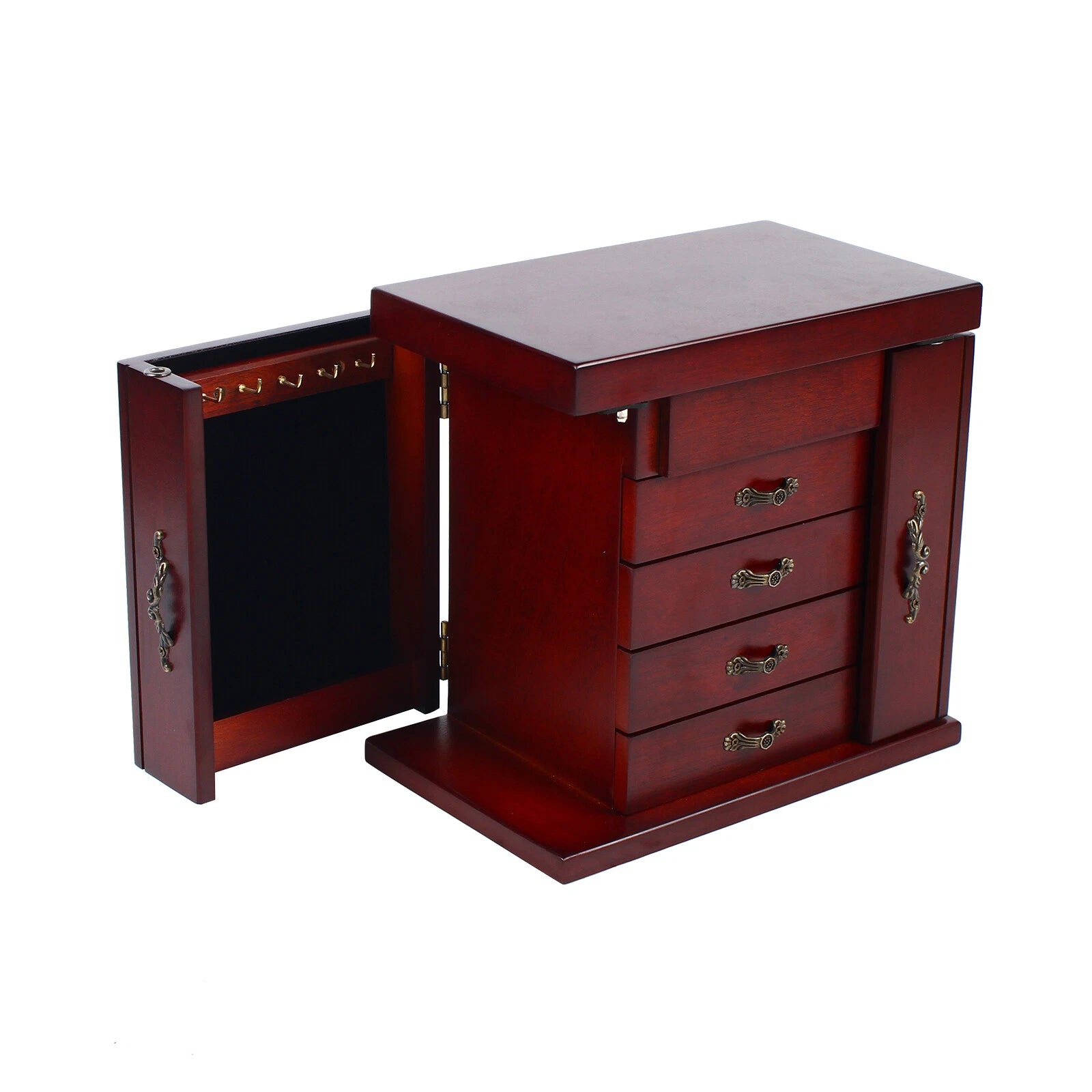 Large Capacity Vintage Wooden Jewelry Box for Women Jewelry Organizer 5 Layer US | eBay