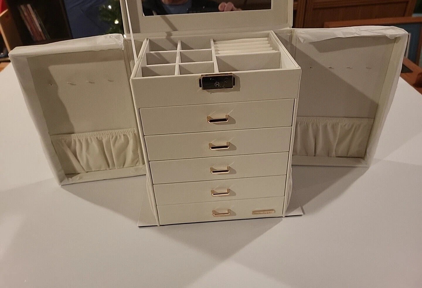 Large Jewelry Box 6-Tier PU Leather Organizer w/ Lock Multi-functional Storage | eBay