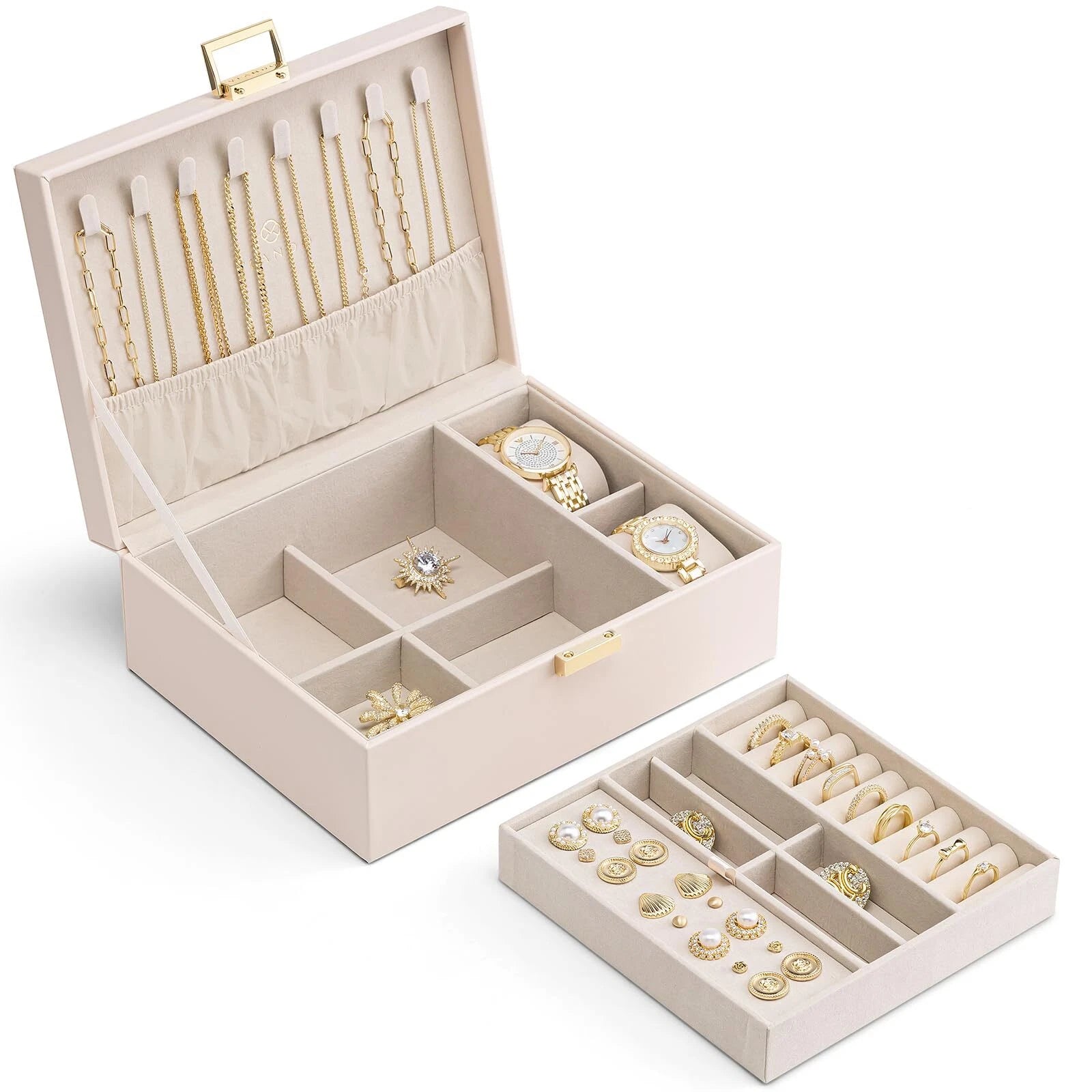 Vlando 2 Layer Jewelry Box Large Jewelry Organizer for Women Removable Jewele... | eBay
