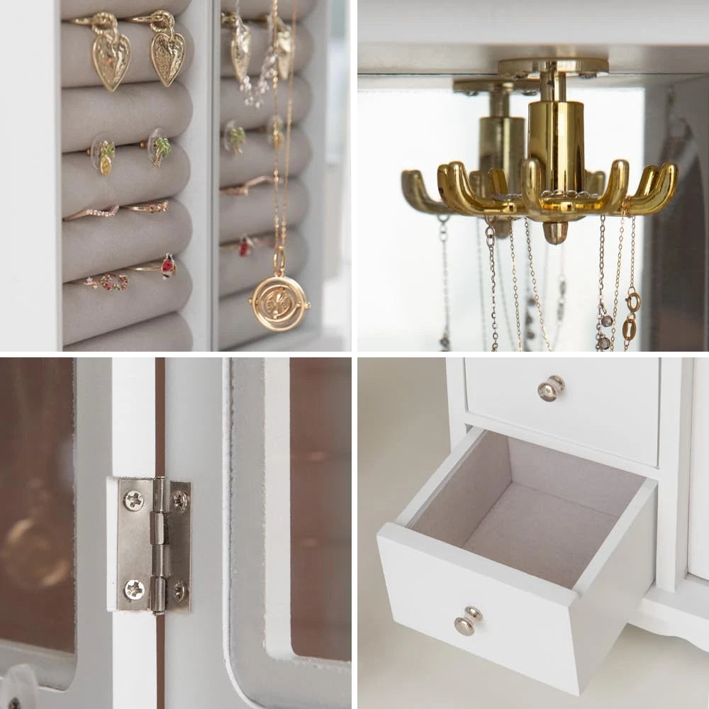 White Jewelry Box for Girls Wooden Makeup and Accessories Organizer Ring Storage | eBay