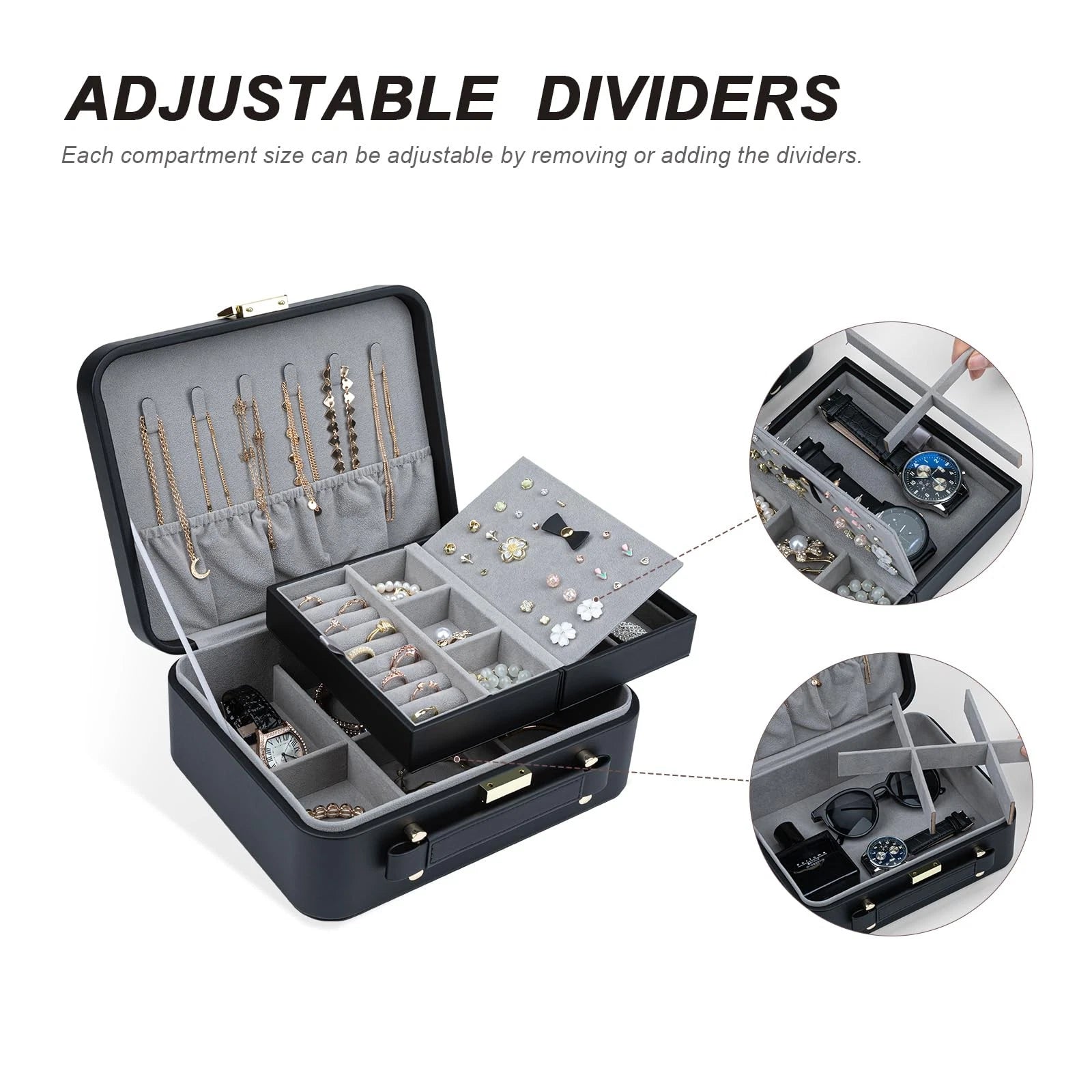 V-LAFUY Jewelry Box for Women Travel Jewelry Organizer Case with Jewelry Tray. | eBay