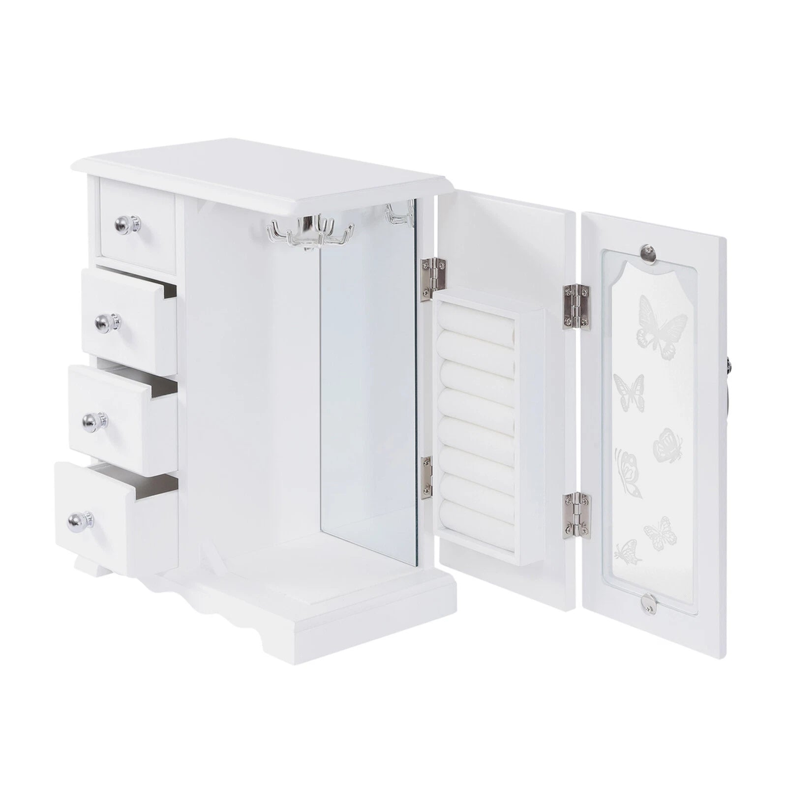 Jewelry Box for Women, White Jewelry Organizer Box with Mirror & 4 Drawers | eBay
