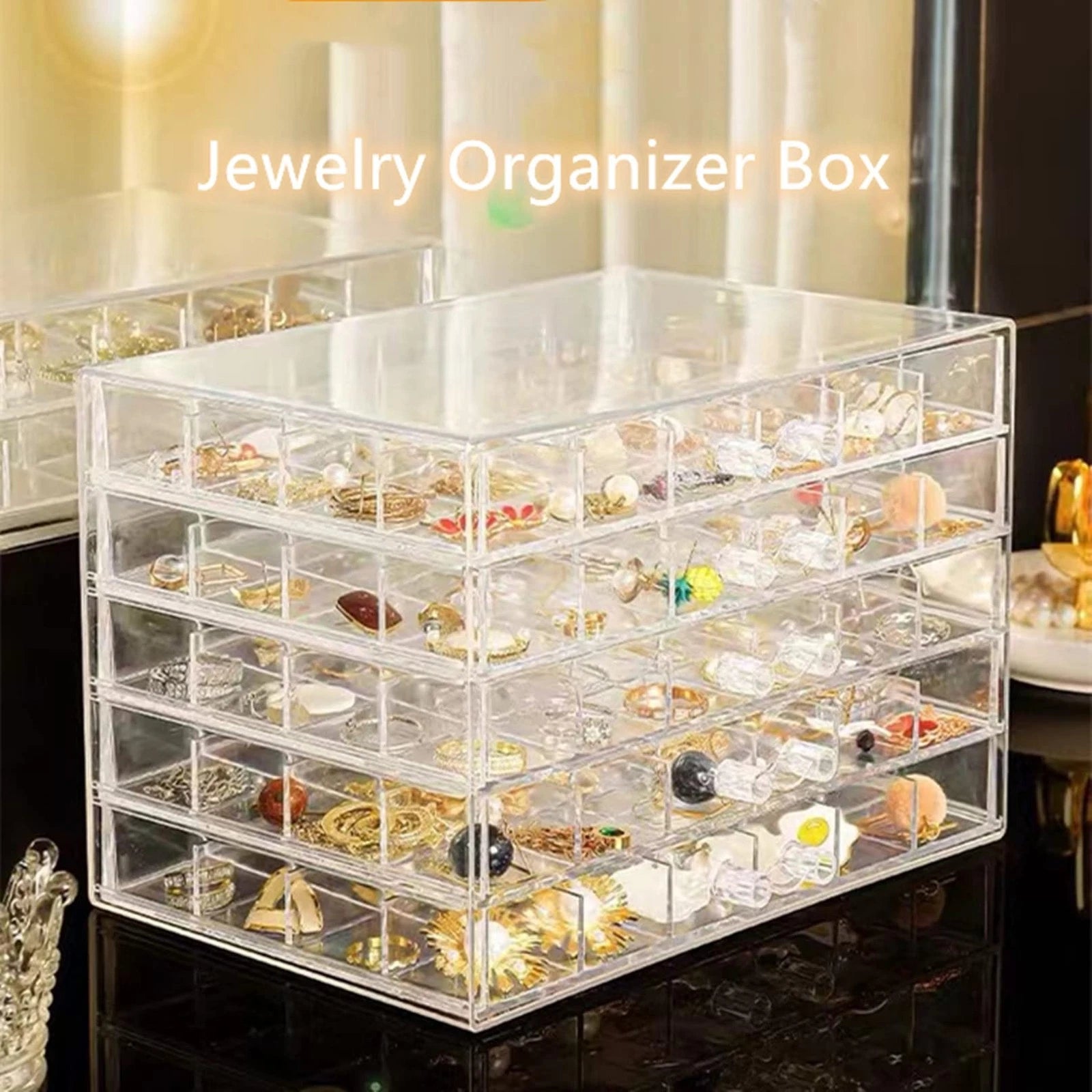Acrylic Jewelry Organizer Box, Jewelry Drawer Organizer With 5 Drawers 120 Gr... | eBay