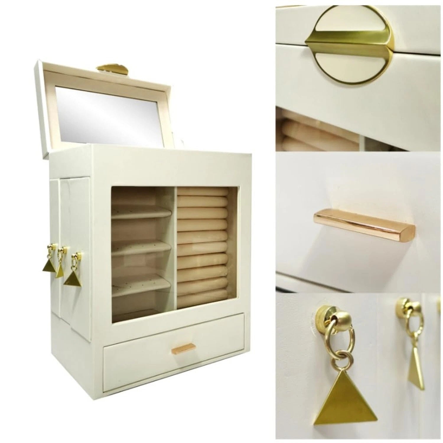 Large Beige Jewelry Box Organizer Perfect for Dresser Jewelry Box Display Cas... | eBay