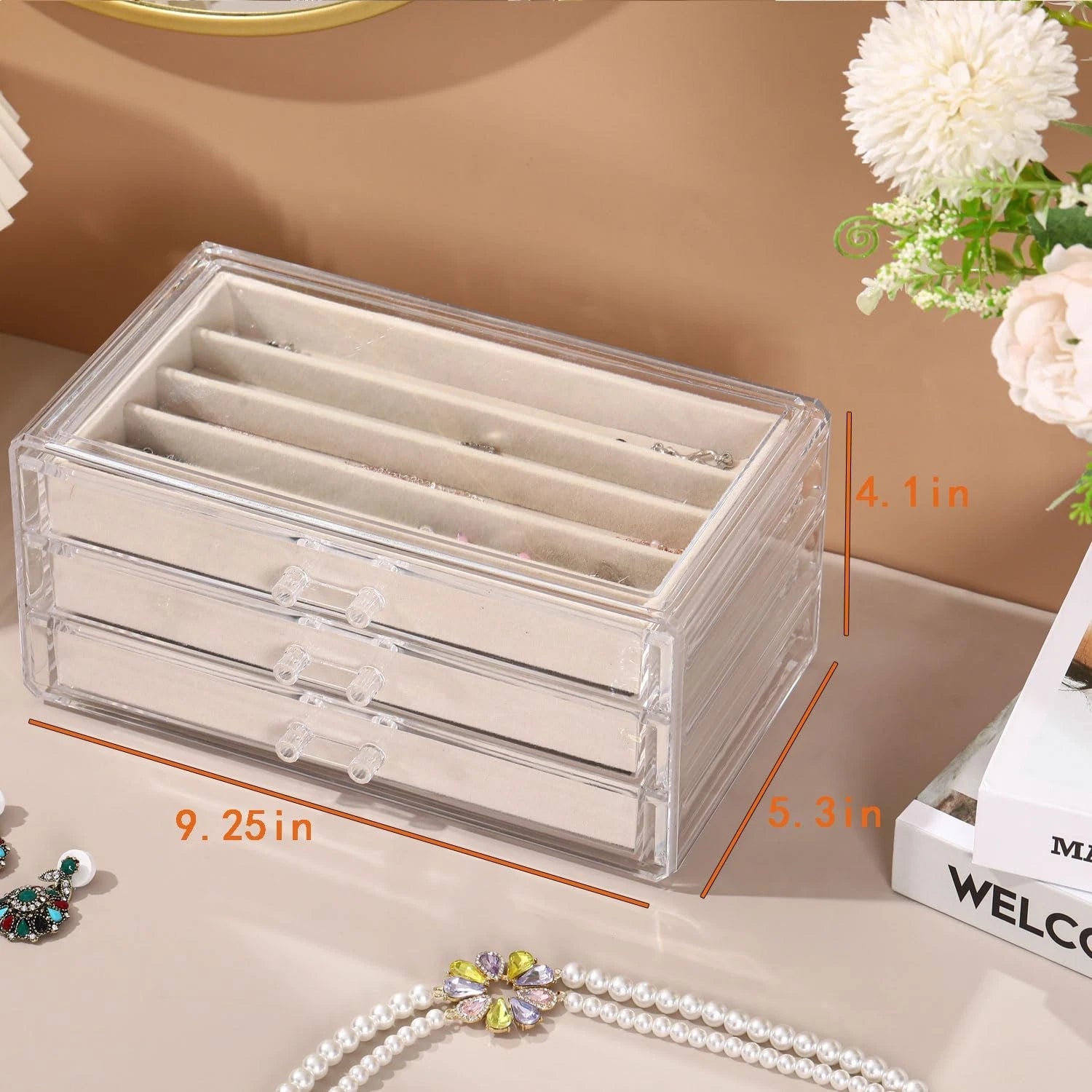Necklace Organizer Box with Clear Lid, Dustproof Velvet Jewelry Holder Storag... | eBay