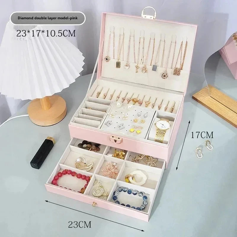 Hot Diamond Shaped Three-layer Lockable Drawer Jewelry Box, Jewelry Storage Box | eBay