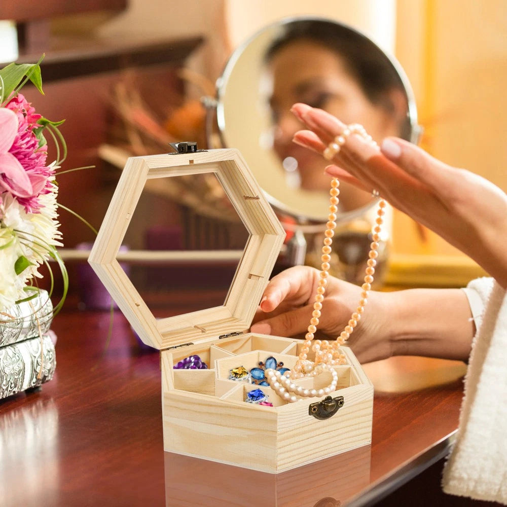 Makeup Case Jewelry Bead Organizer Storage Box Wooden Storage Chests | eBay