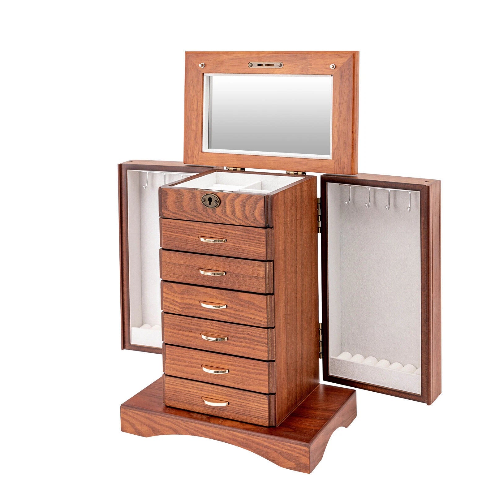 Wooden Jewelry Box Cabinet Storage Beauty 7 Drawers Case For Festival Gifts NEW | eBay