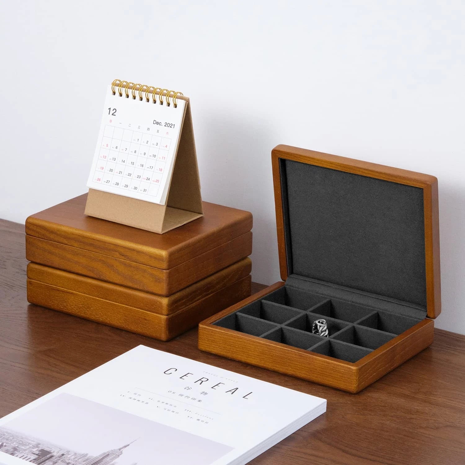 Solid Wood Ring Jewelry Box Organizer Earrings Jewelry Drawer Organizer Tray ... | eBay