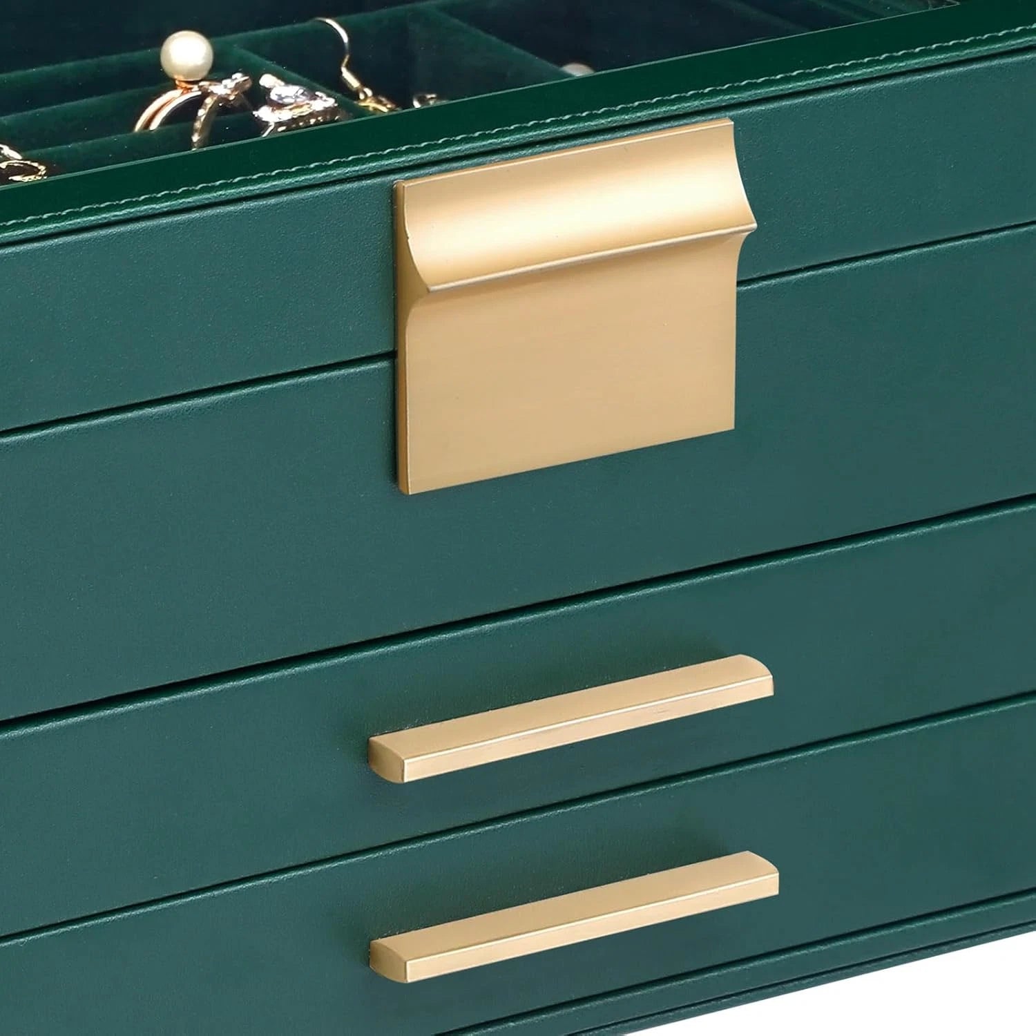 Jewelry Box Organizer for Women,3 Layers PU Leather Jewelry Storage Display Box | eBay