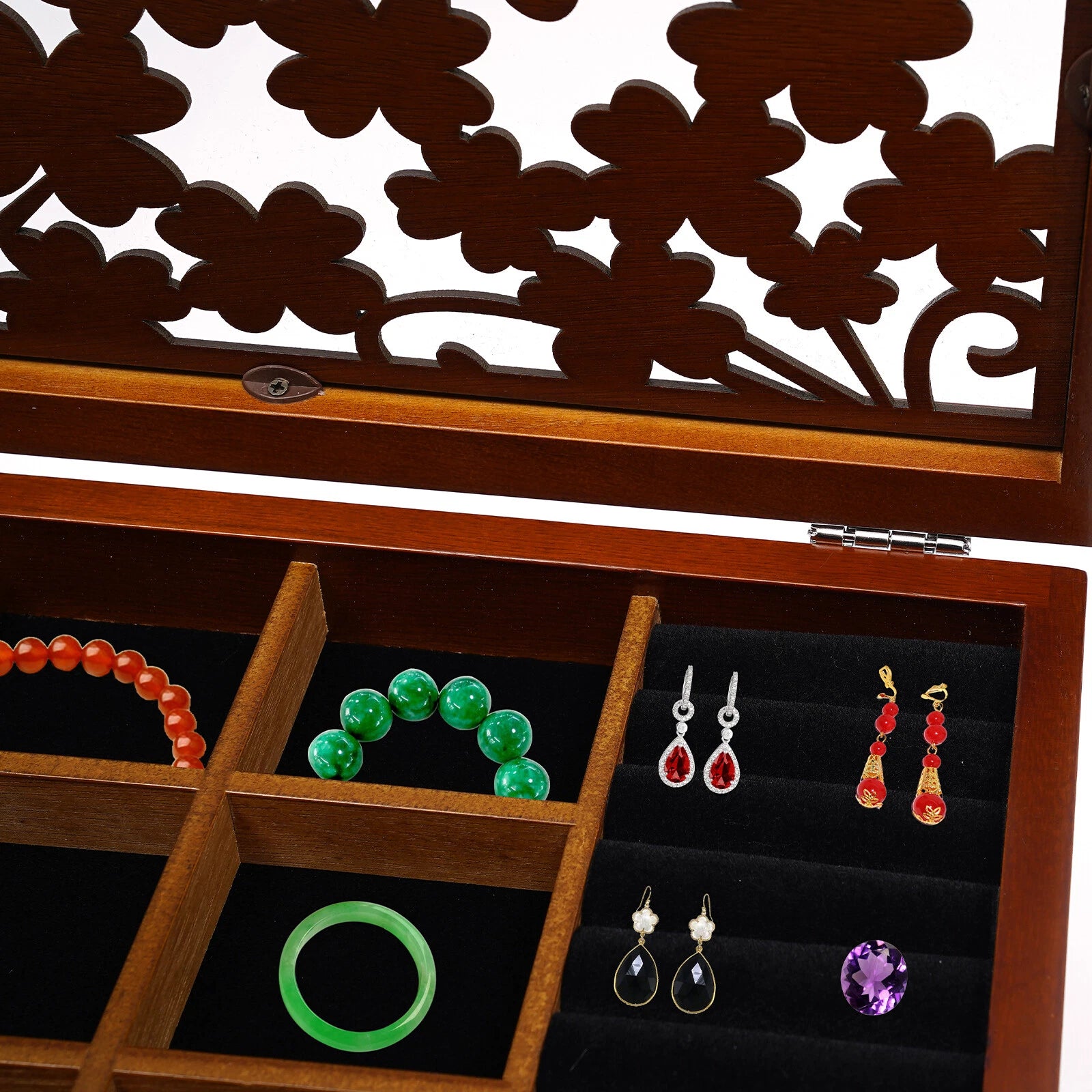 6 Layers Brown Jewelry Storage Box Organizer Cabinet Wood Jewelry Necklace Chest | eBay