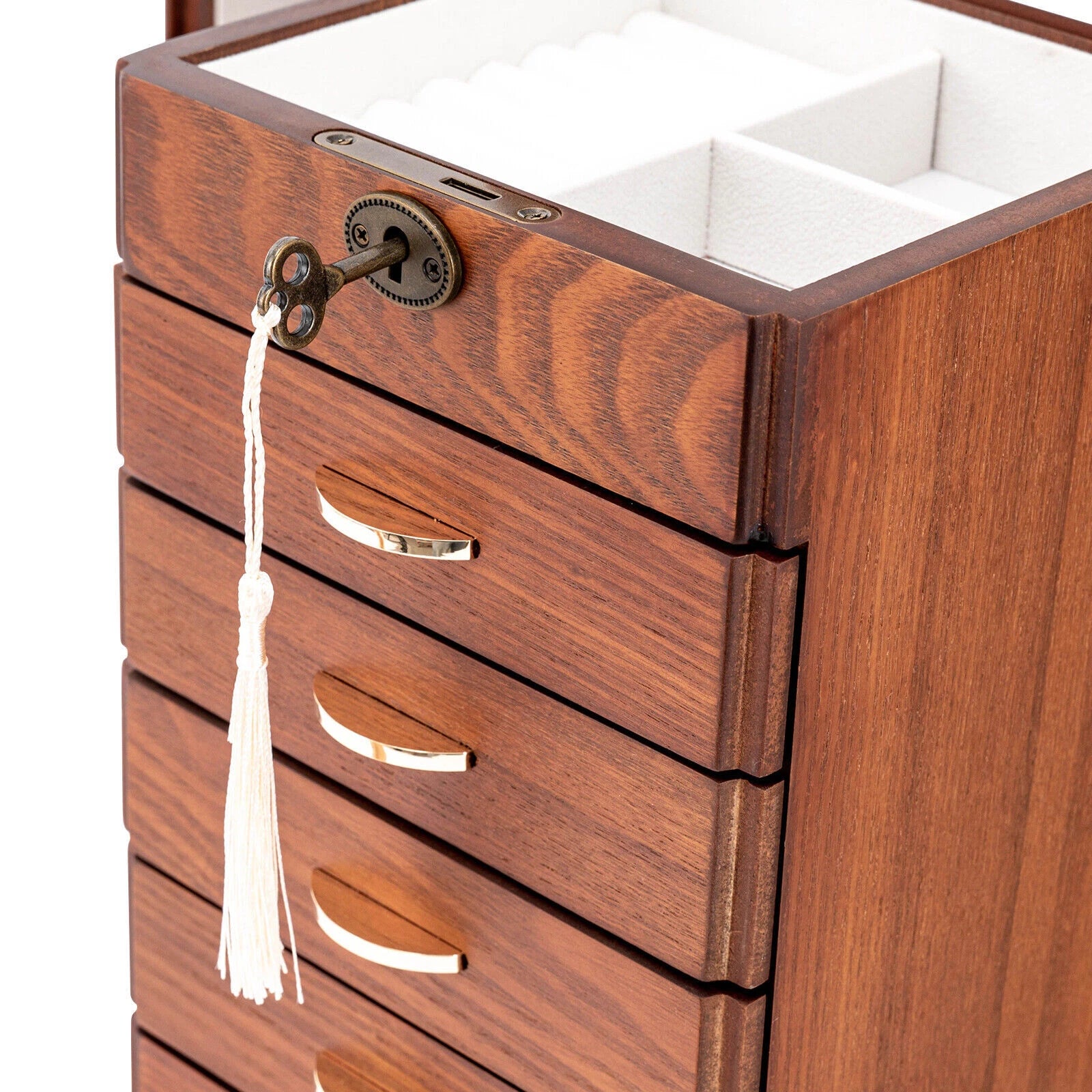 Wooden Jewelry Box Cabinet Storage Beauty 7 Drawers Case For Festival Gifts NEW | eBay