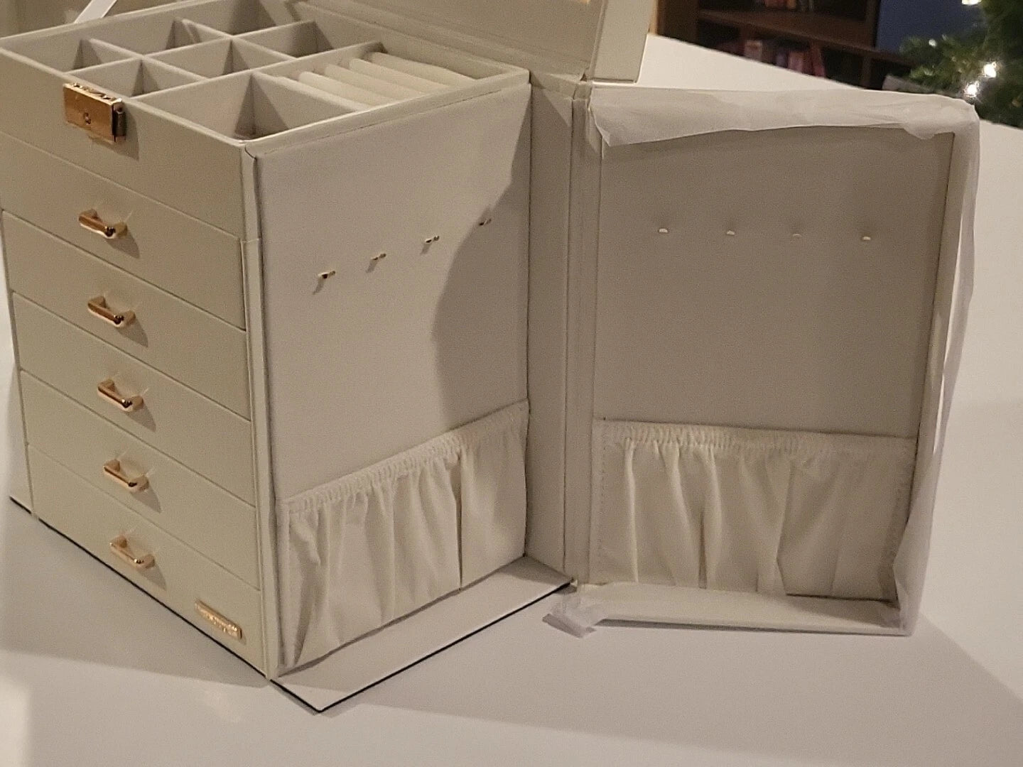 Large Jewelry Box 6-Tier PU Leather Organizer w/ Lock Multi-functional Storage | eBay