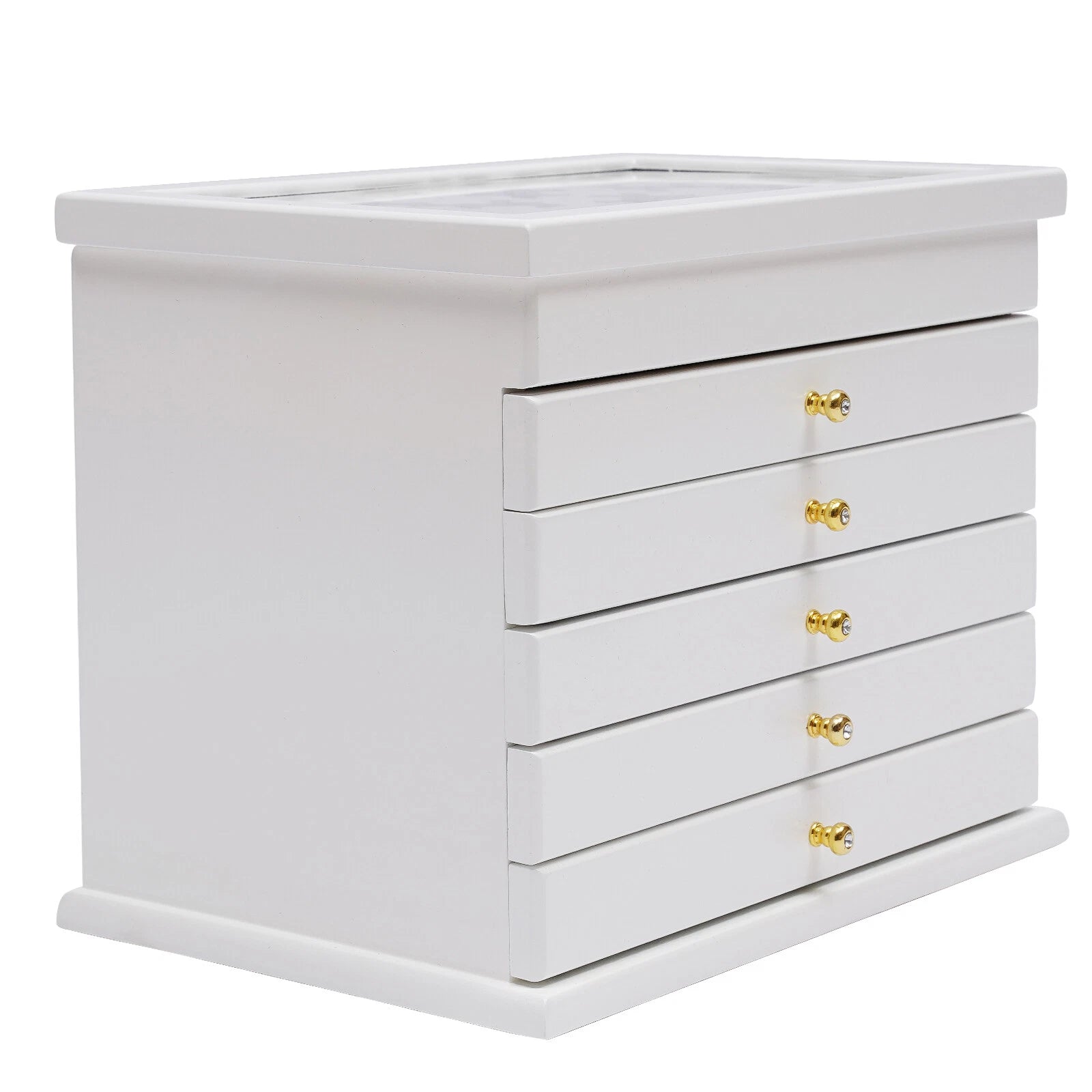 6 Layer White Jewelry Boxes Ring Necklace Storage Large-Capacity Wooden Box Case | eBay