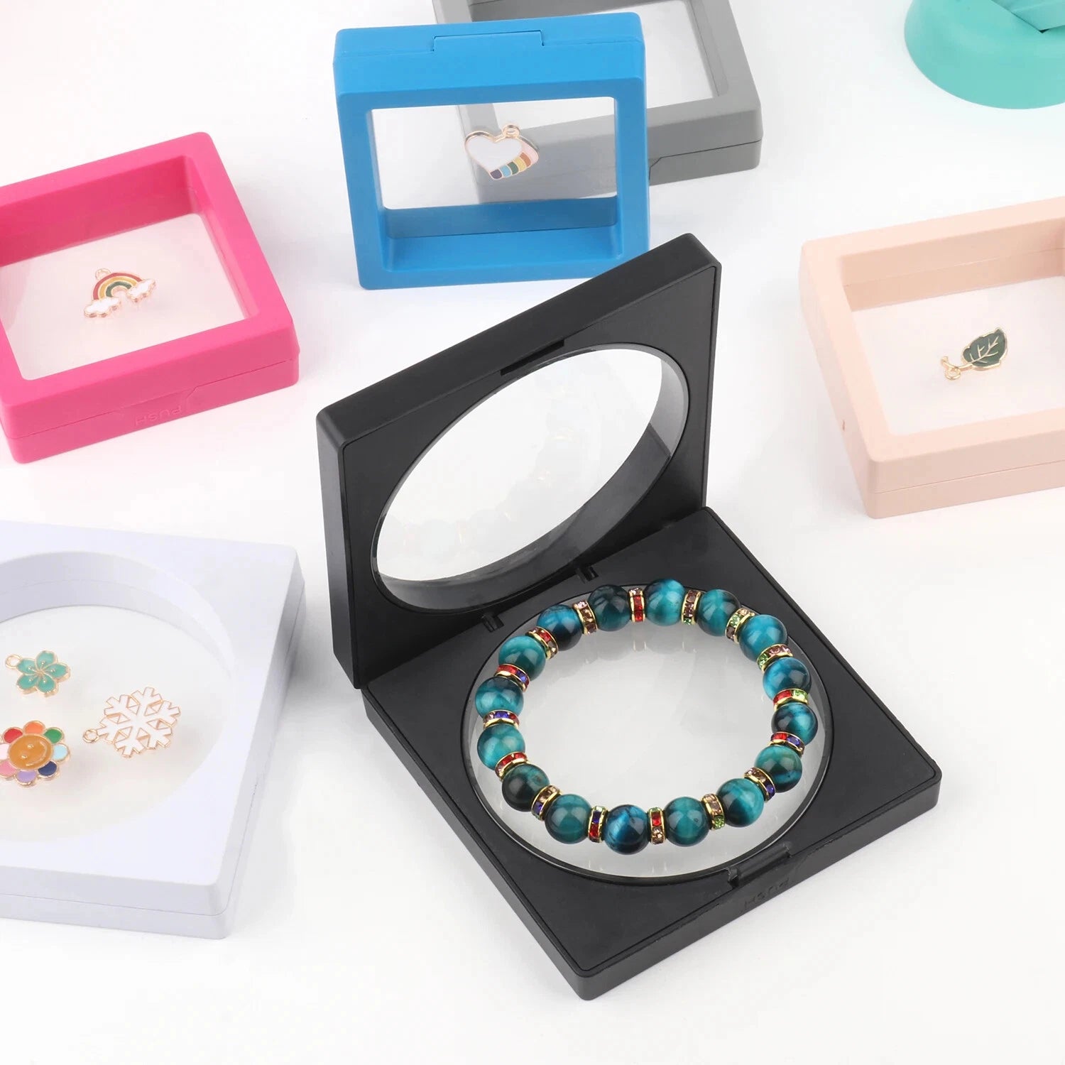 PE Film Jewelry Storage Box 3D Packaging Case Floating Frame Necklace Display | eBay