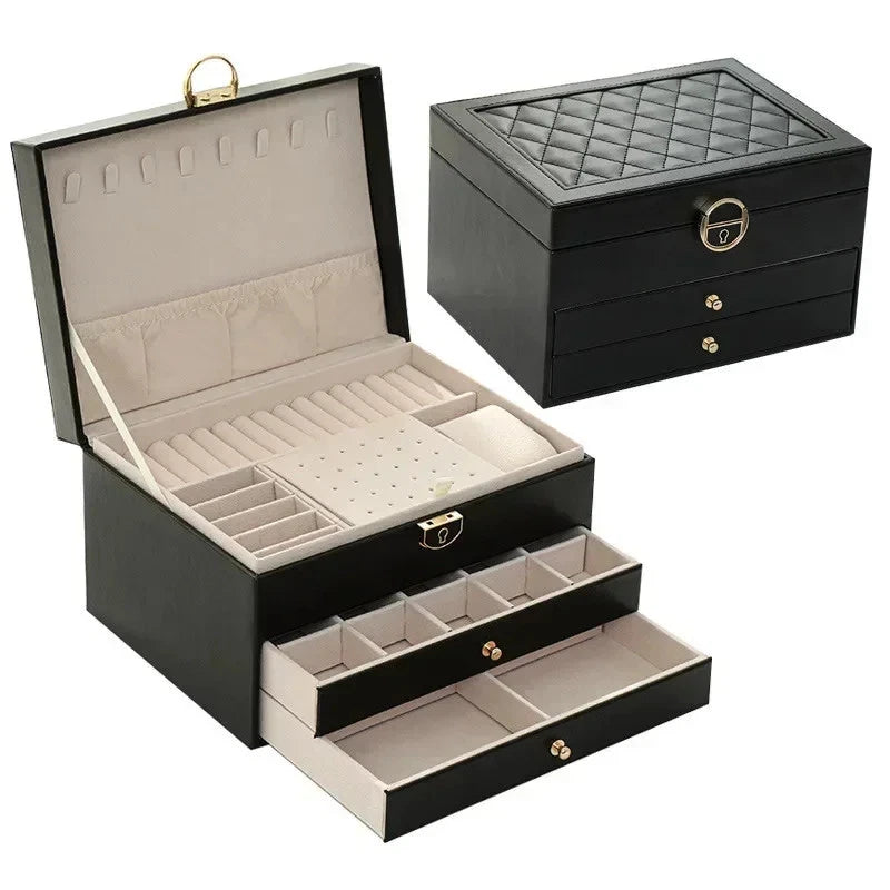 Hot Diamond Shaped Three-layer Lockable Drawer Jewelry Box, Jewelry Storage Box | eBay