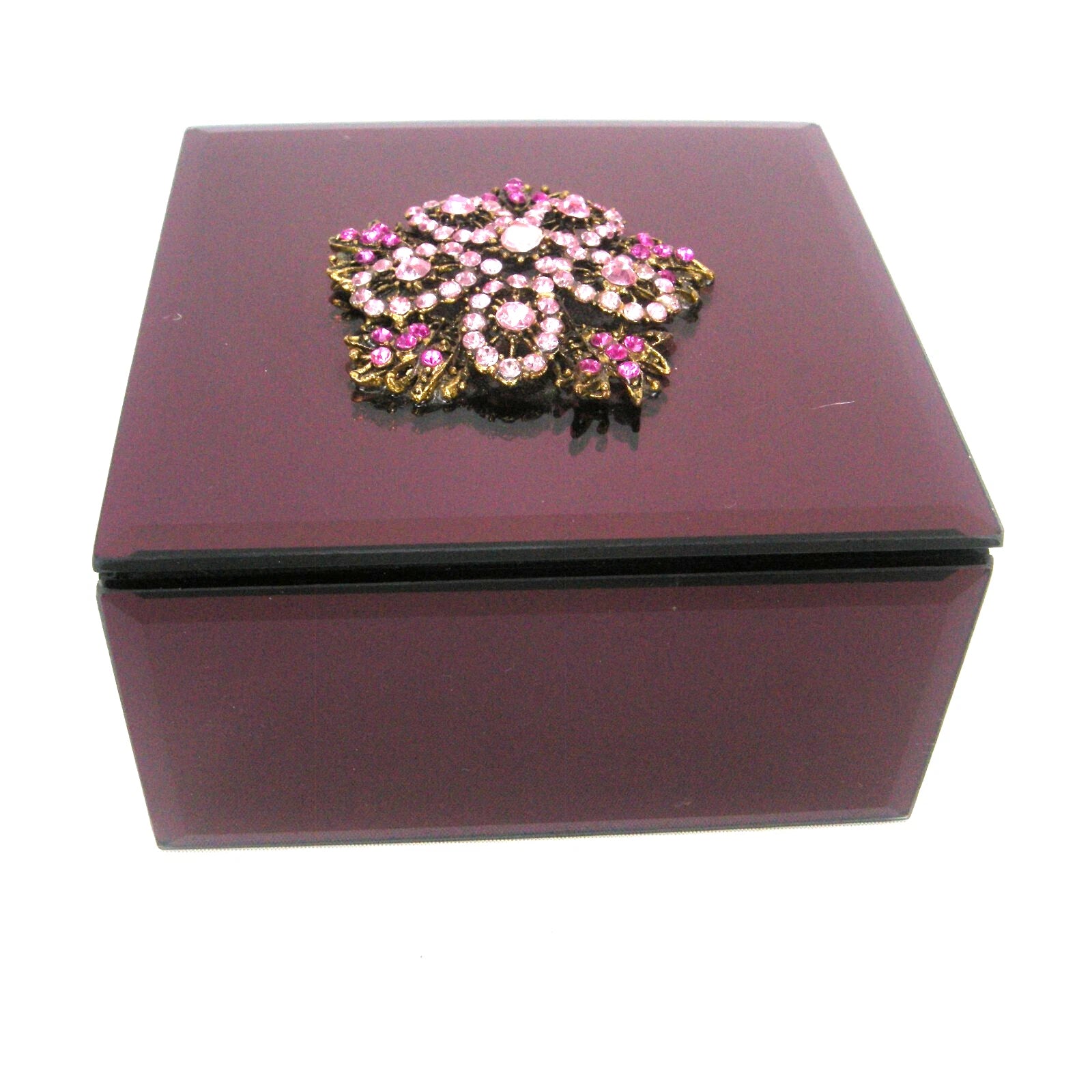 Cole Street Pink Glass Fine Crafted 5" x 5" Storage Jewelry Box Lined Interior | eBay
