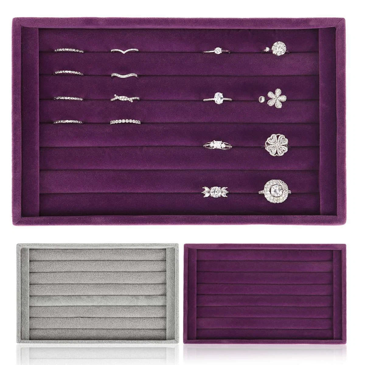 Jewelry Ring Display Organizer Case Holder Earring Storage Tray Velvet show Box | eBay
