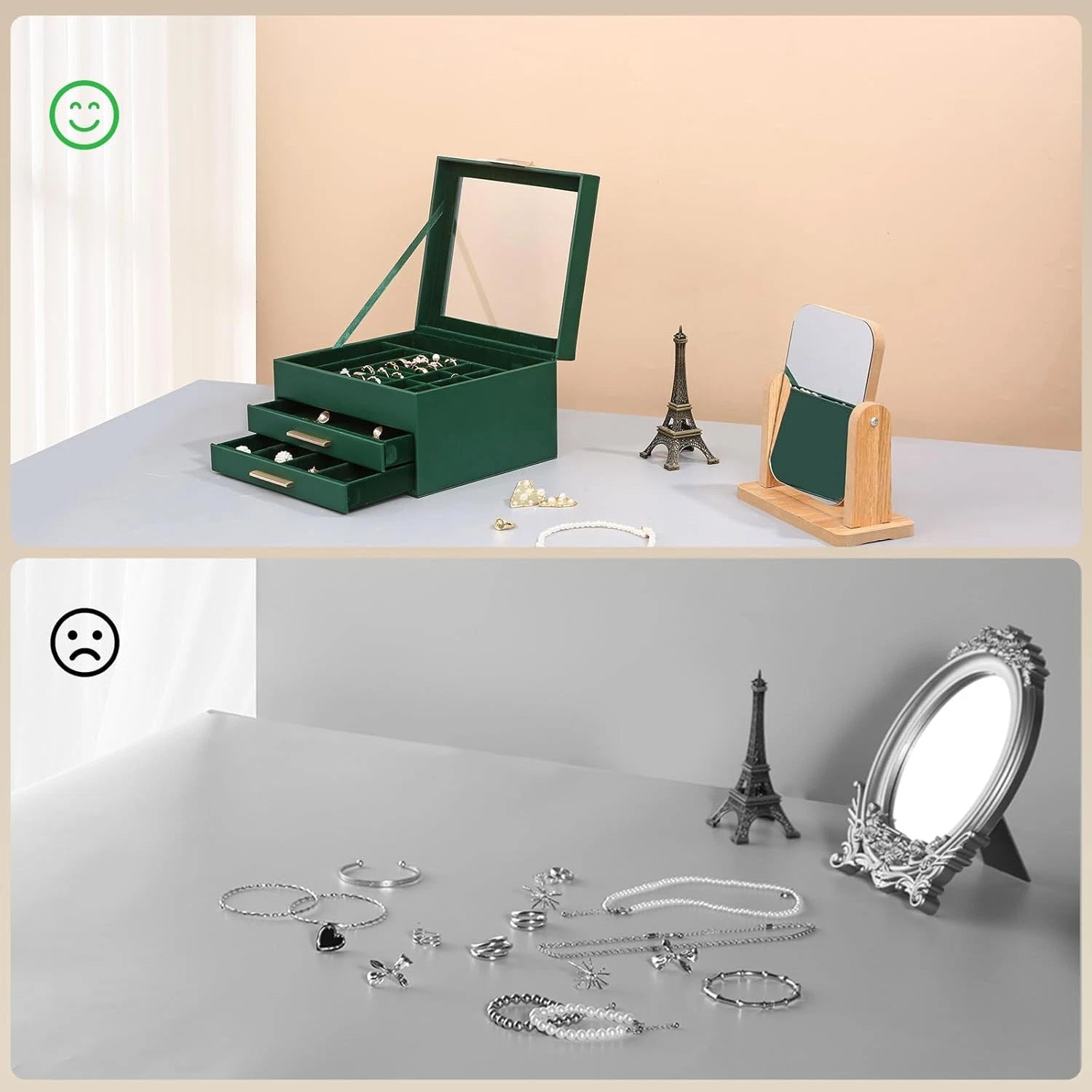 Jewelry Box Organizer for Women,3 Layers PU Leather Jewelry Storage Display Box | eBay