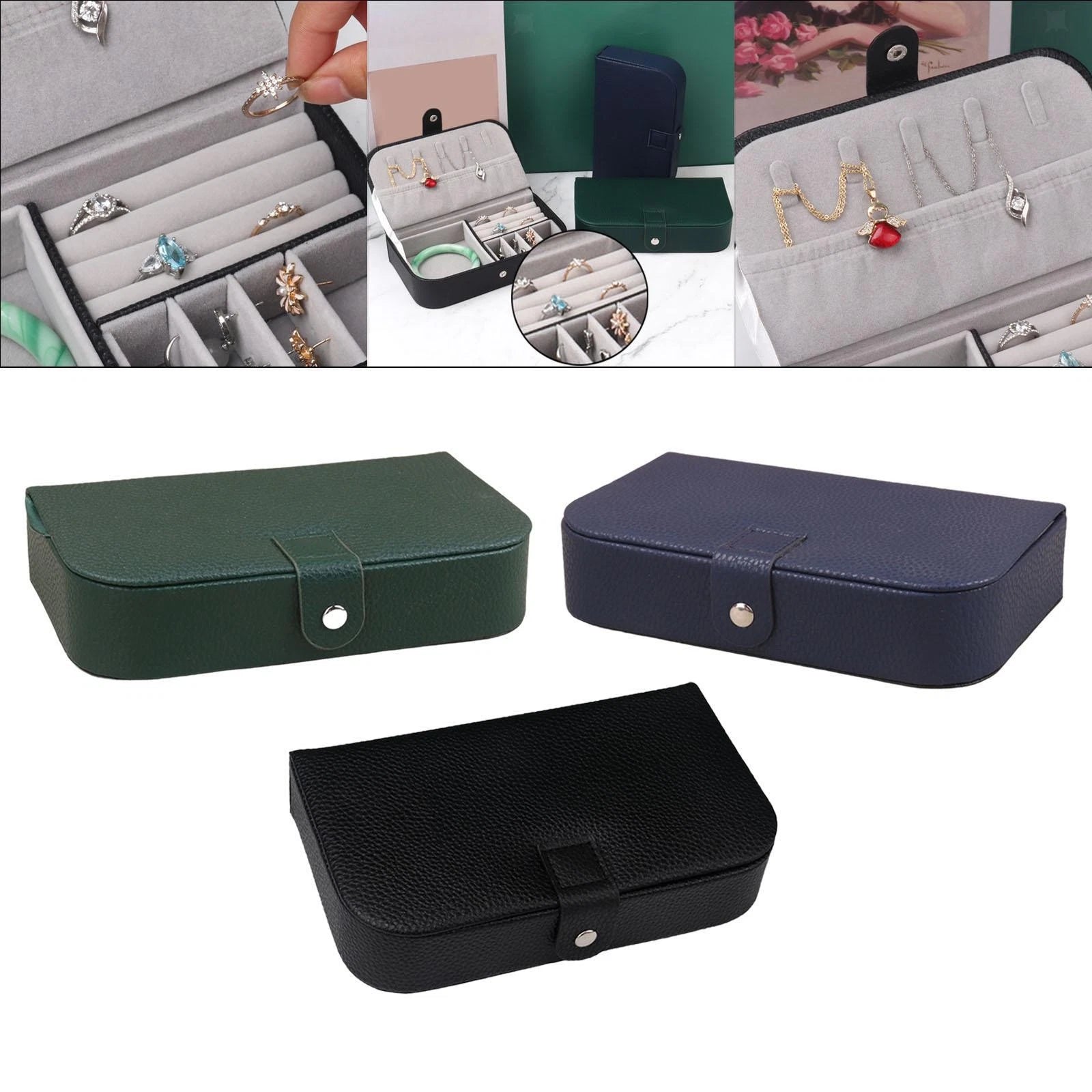 Jewelry Box Organizer Trinket Box PU Leather Portable Women Jewelry Holder | eBay