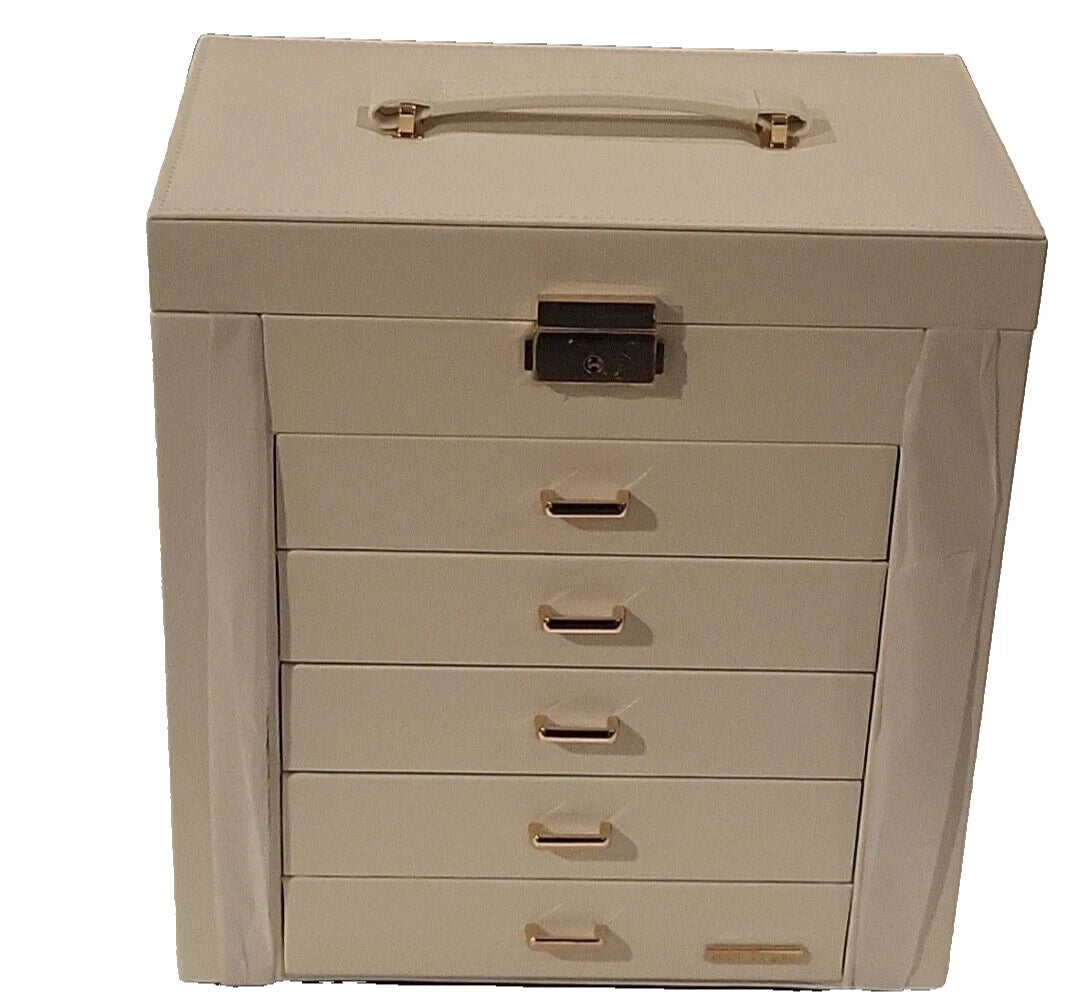 Large Jewelry Box 6-Tier PU Leather Organizer w/ Lock Multi-functional Storage | eBay