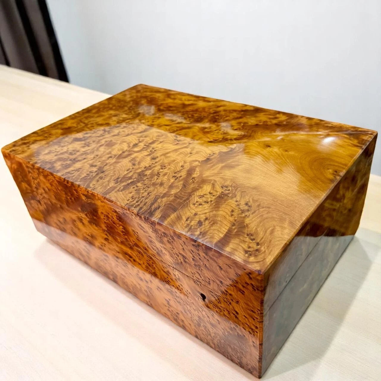 Large Burl Thuya Wood Jewelry Box with Key – Handcrafted Organizer from Morocco | eBay
