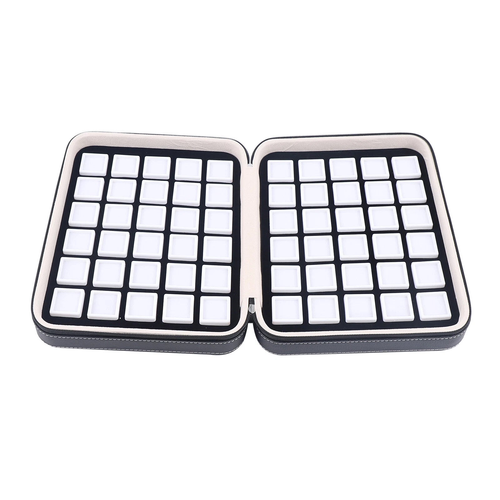 Gem Diamond Gemstone Display Collection 60 Grids Storage Box Holder Leather Box | eBay