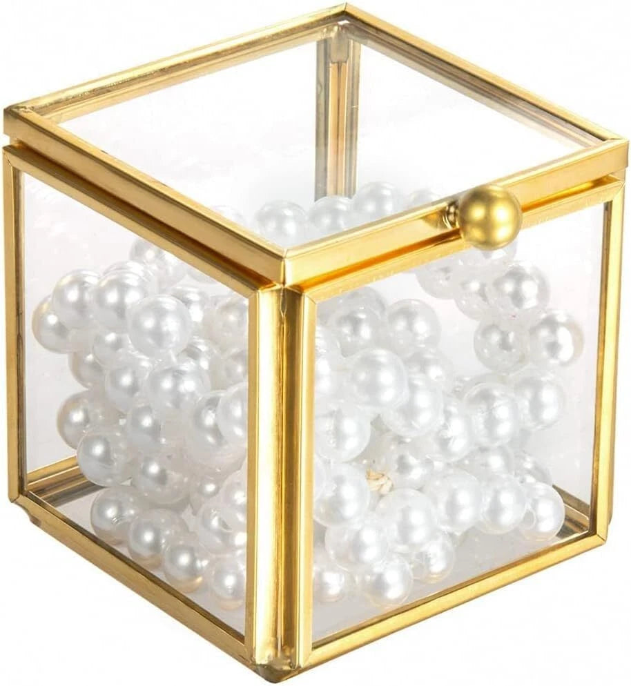 Small Glass Jewelry Trinket Box Ornate Rings Earrings Display Shadow Box | eBay