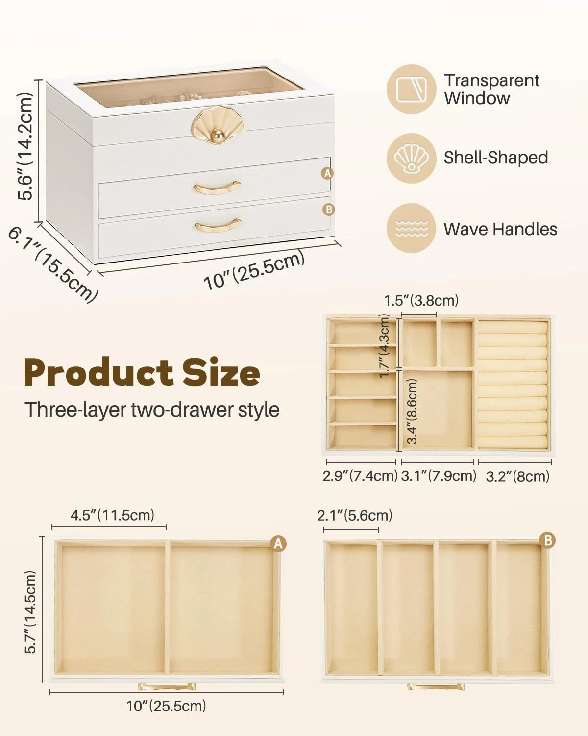 Enthralite Jewelry Box with 2 Drawers Jewelry Display Organizer for Earrings | eBay