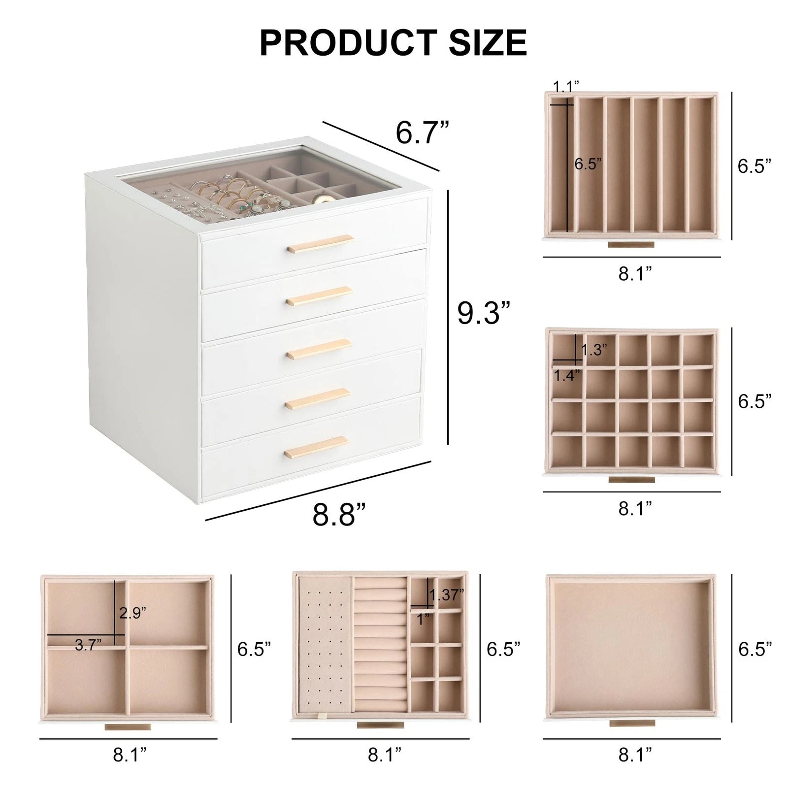 Clear Lid Jewelry Box,5-Layer Jewelry Organizer with Drawer,PU Leather Jewelr... | eBay