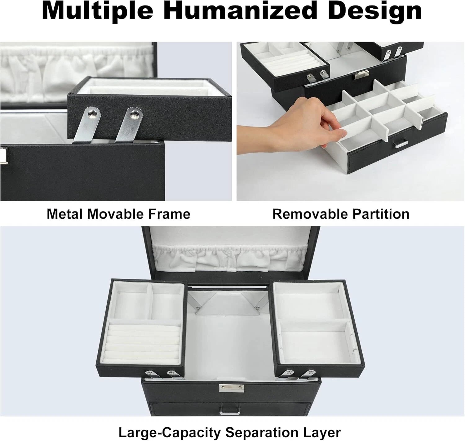 Joyero De Cuero Con Espejo Para Joyeria, Joyas Organizador Regalo Para Mujer | eBay