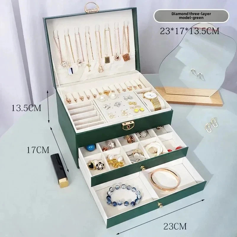 Hot Diamond Shaped Three-layer Lockable Drawer Jewelry Box, Jewelry Storage Box | eBay