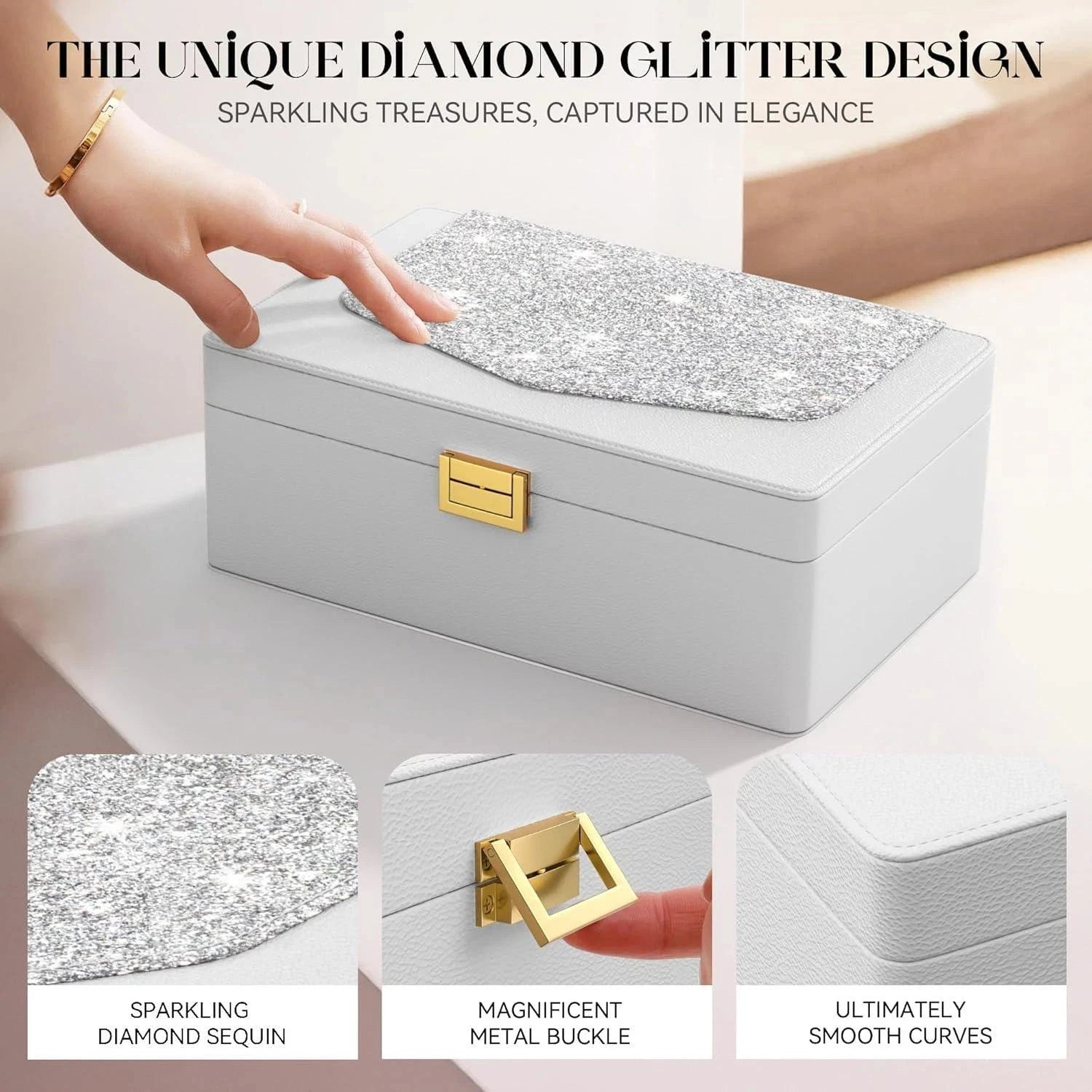 Jewelry Box W/ Tray, 2-Layer Organizer And Storage For Women, Mother, Girlfriend | eBay