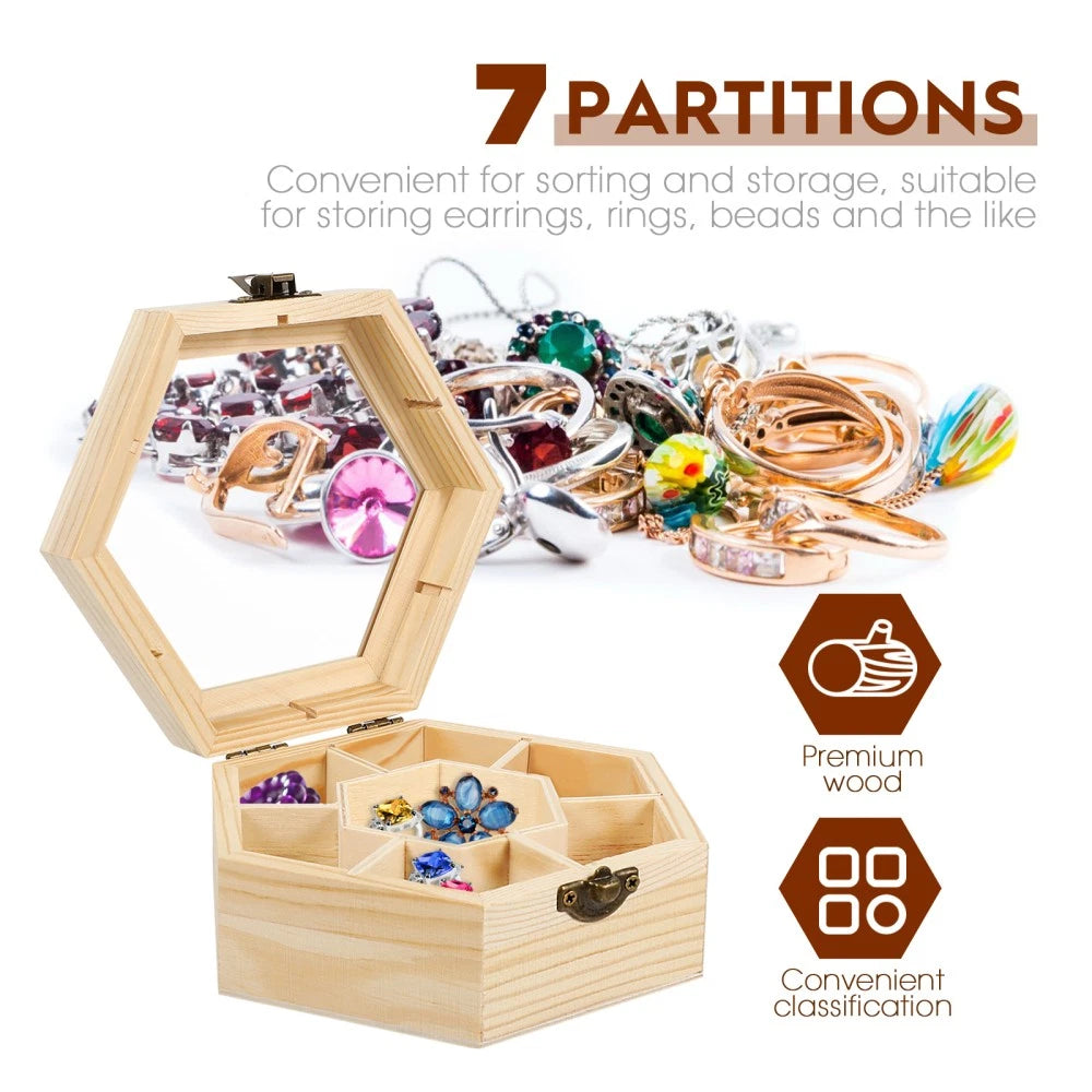 Makeup Case Jewelry Bead Organizer Storage Box Wooden Storage Chests | eBay