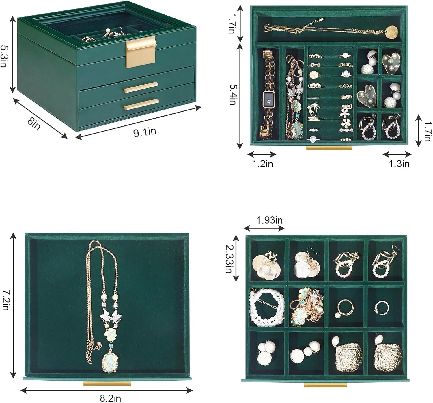 Jewelry Box Organizer for Women,3 Layers PU Leather Jewelry Storage Display Box | eBay