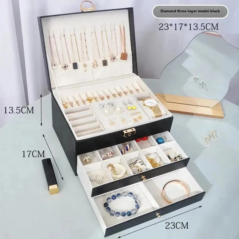 Hot Diamond Shaped Three-layer Lockable Drawer Jewelry Box, Jewelry Storage Box | eBay