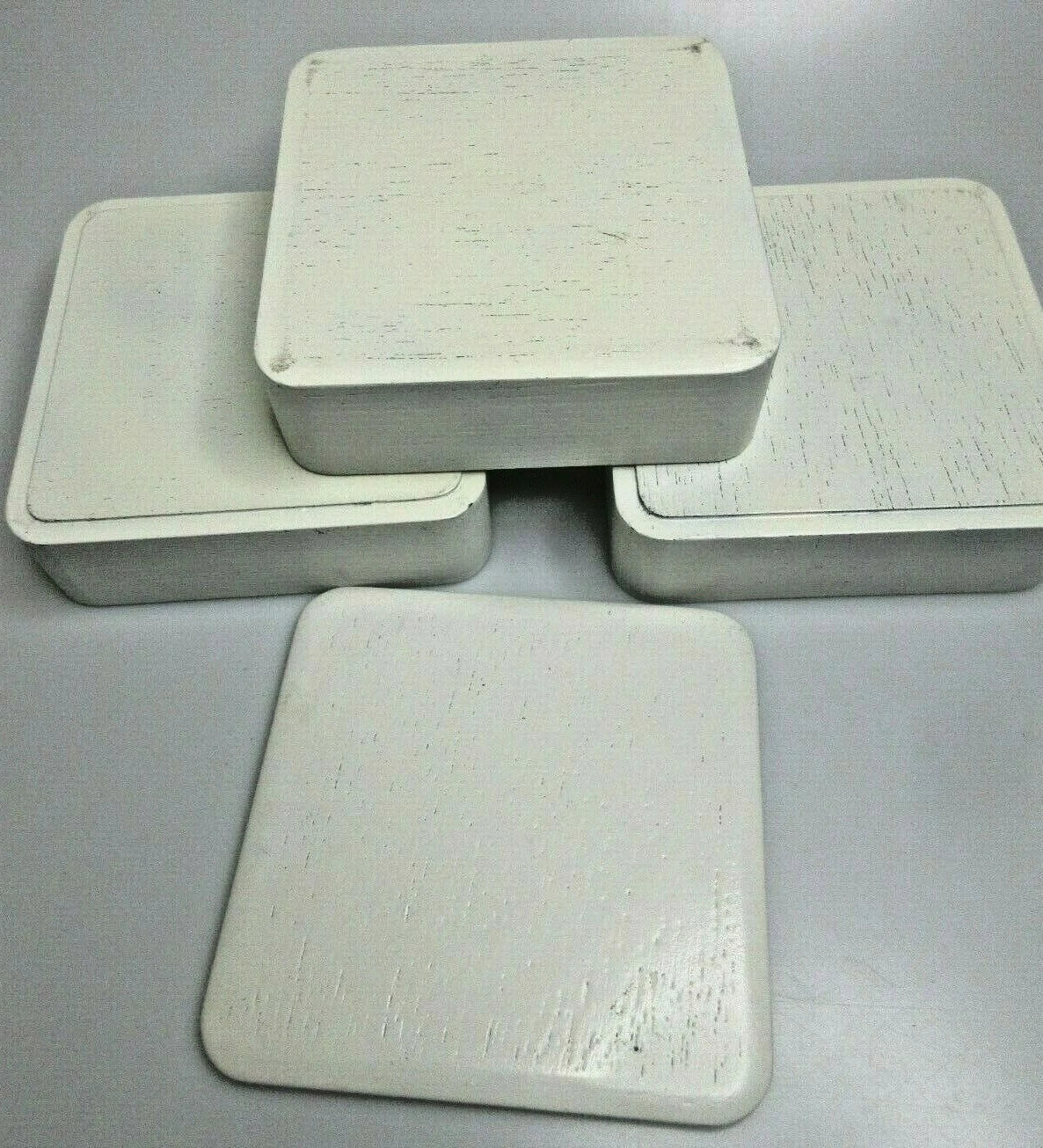 Handcrafted Wood Stacking Storage Jewelry Box Ivory Square 3-Tier With Lid | eBay