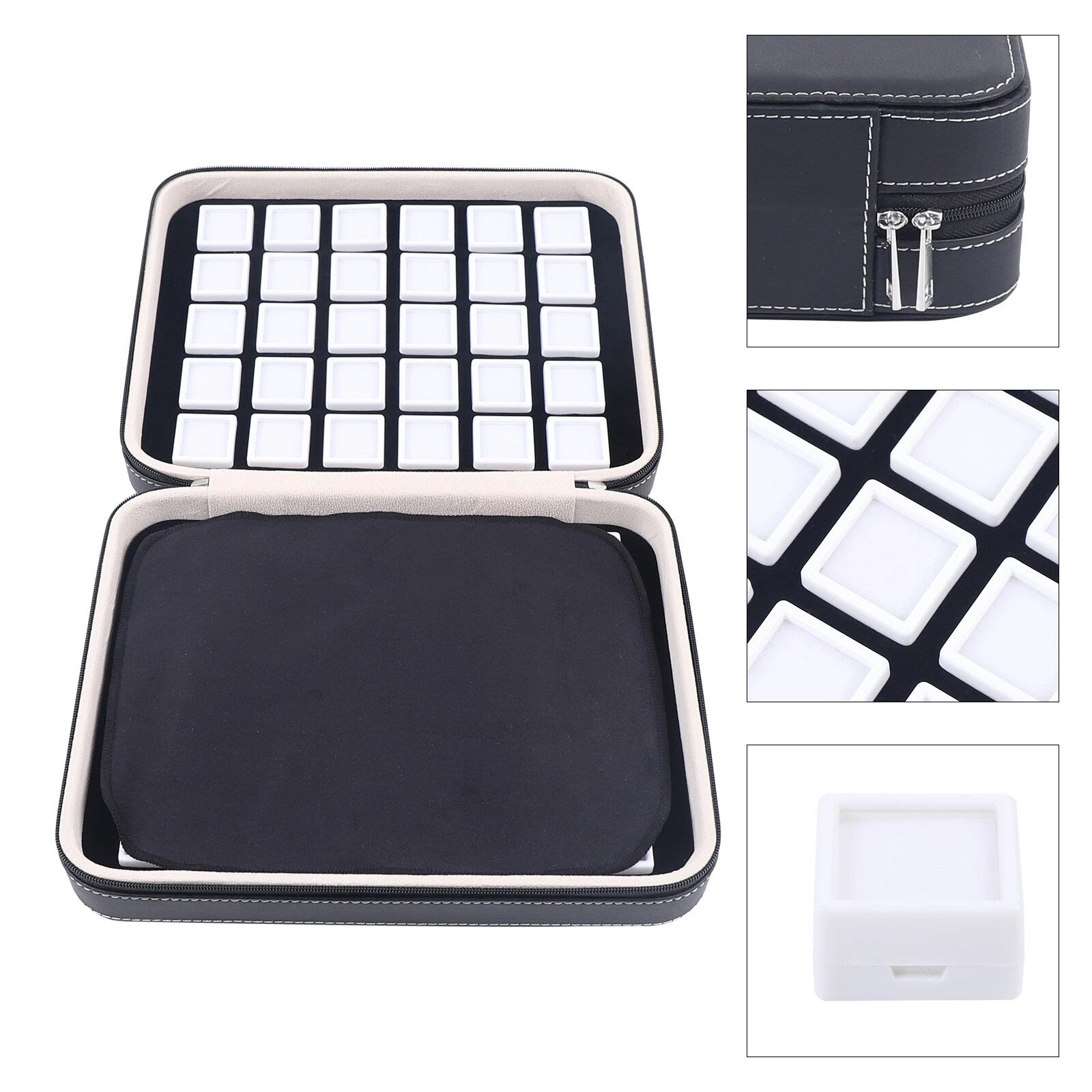 Gem Diamond Gemstone Display Collection 60 Grids Storage Box Holder Leather Box | eBay