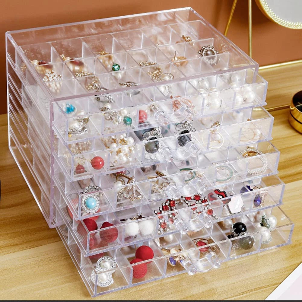 Earring Storage Box Organizer, Acrylic Jewelry Storage Box Holder 5 Drawers Tran | eBay