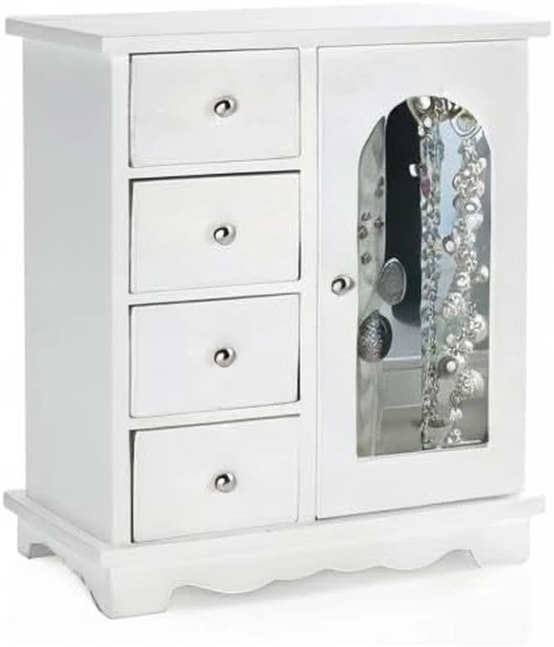 White Jewelry Box for Girls Wooden Makeup and Accessories Organizer Ring Storage | eBay