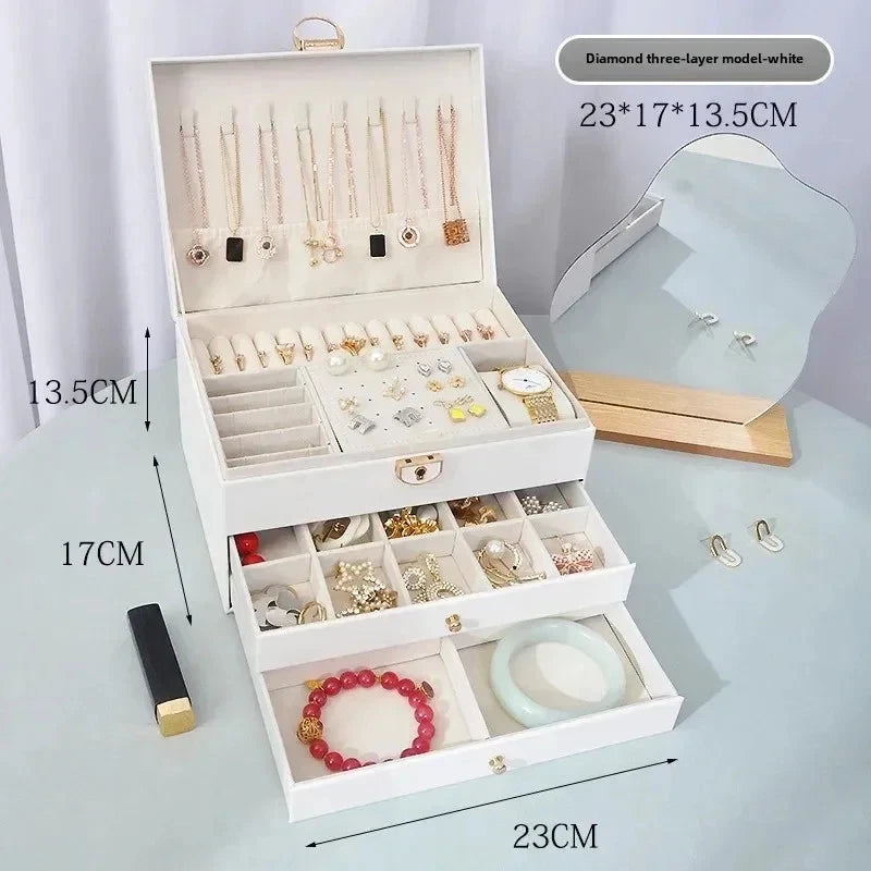 Hot Diamond Shaped Three-layer Lockable Drawer Jewelry Box, Jewelry Storage Box | eBay