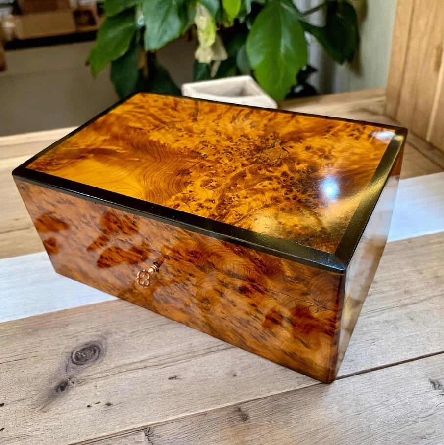 Lockable Jewelry Box Thuya Wooden Box Organizer With Key Keepsake Gift Box | eBay