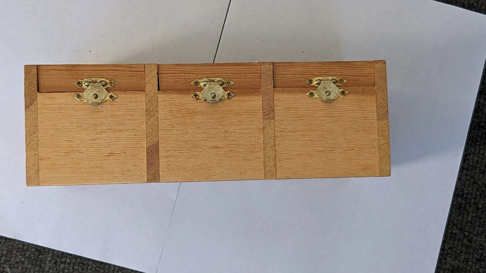 Natural wood finish 3 compartment with lids hinged latching jewelry box 9 3/8 in | eBay