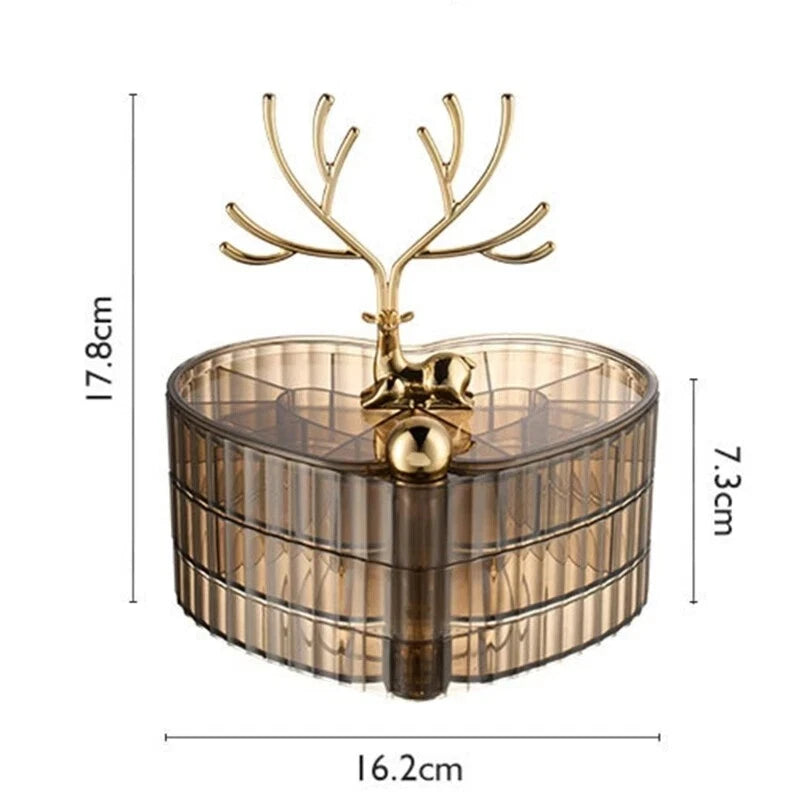 Rotating Elegant Deer Jewelry Storage Box Desktop Office Bedroom Collection | eBay