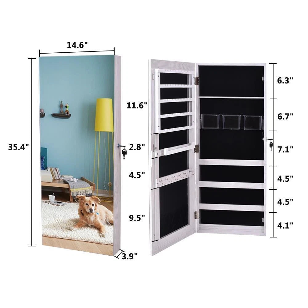 Wall or Door Mount Storage Cabinet with Full-Length Frameless Lockable Storage | eBay